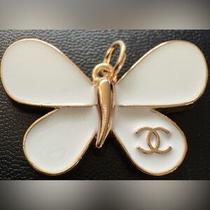 Gorgeous CHANEL Gold and White Butterfly Zipper Pull!